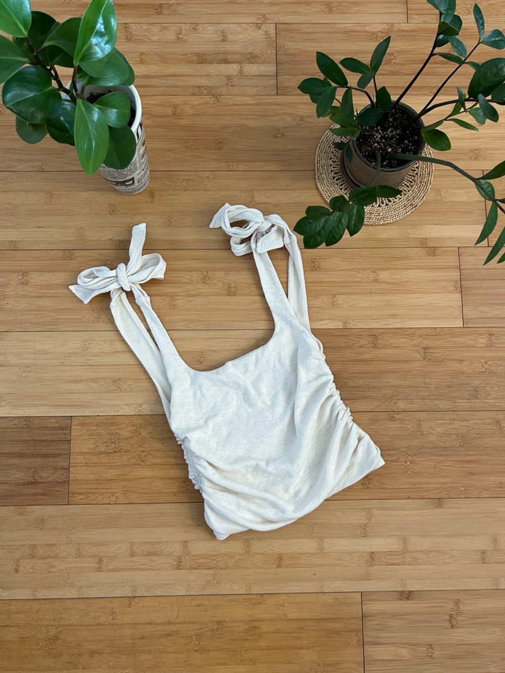 Free People Cream Tie-Strap Tank